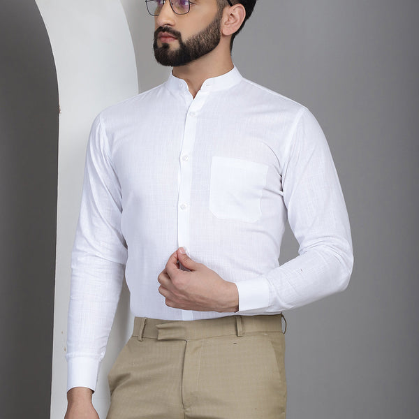 Indian Needle Men's Cotton Solid Formal Shirt - White - Distacart