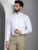 Thumbnail for Indian Needle Men's Cotton Solid Formal Shirt - White - Distacart