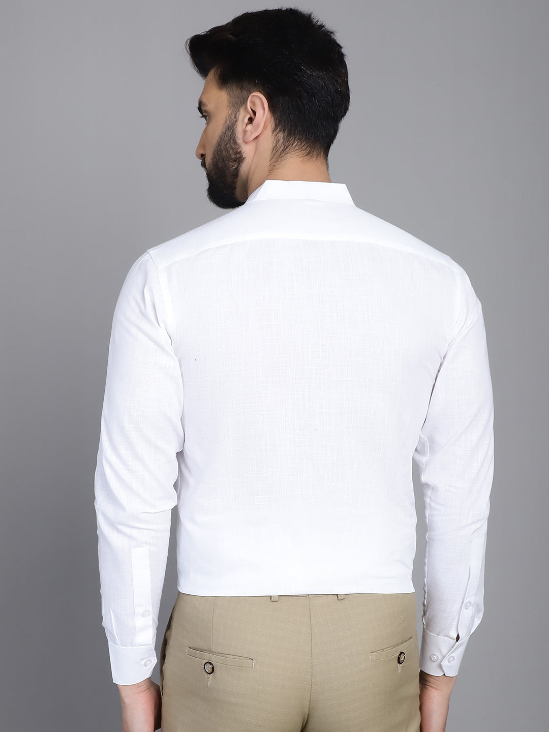 Indian Needle Men's Cotton Solid Formal Shirt - White - Distacart