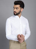 Thumbnail for Indian Needle Men's Cotton Solid Formal Shirt - White - Distacart