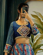 Thumbnail for Preksha Creation Indian Festive Butter Soft Silk With Digital Print And Real Mirror Work Women Lehenga Choli - Blue - Distacart