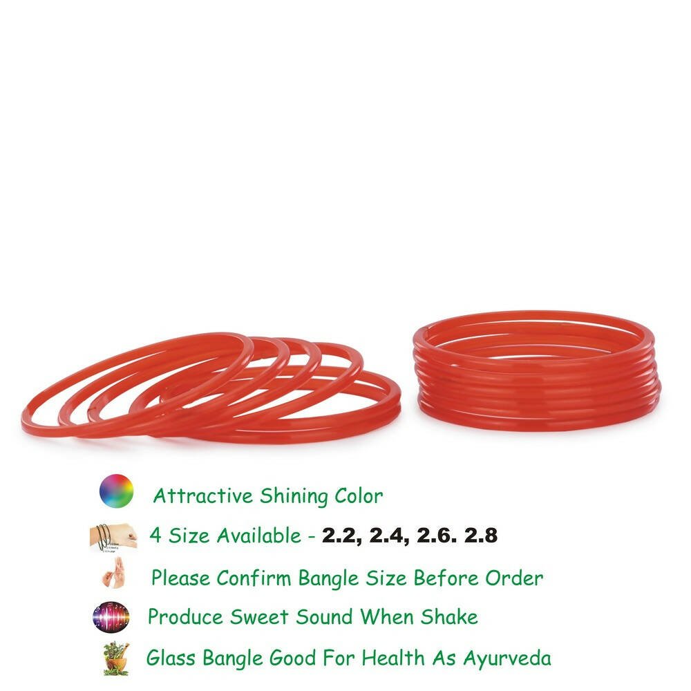 Afast Shining Red Glass Wedding, Party, Daily Use Bangle Set, Set Of 12 - Distacart