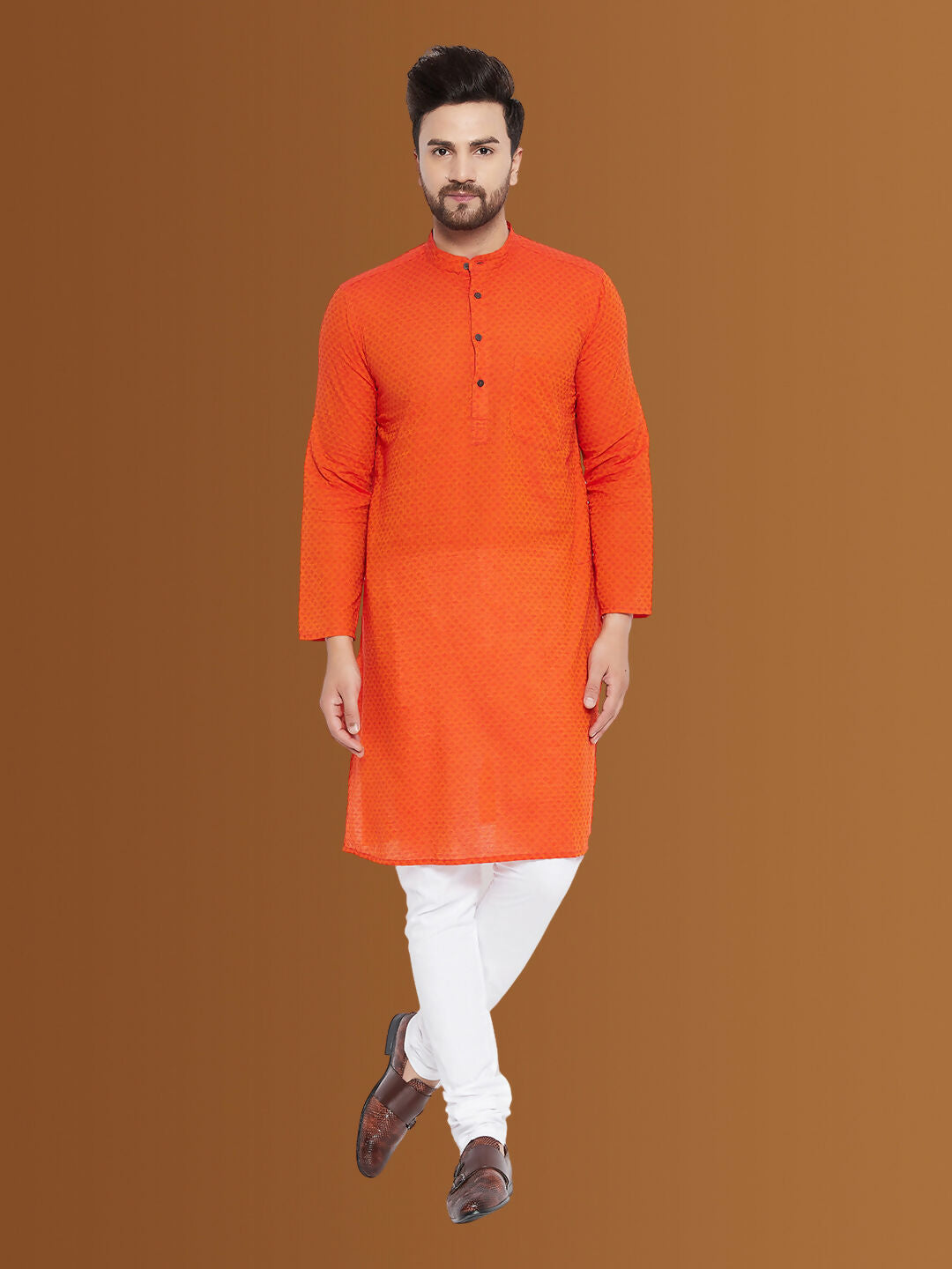 Even Apparels Men's Pure Cotton Orange Kurta - Distacart