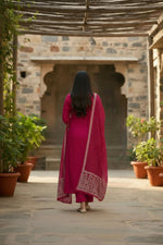 Thumbnail for The52 Women's Beautiful Cotton Fabric Embroidery Work Flared Anarkali Pant and Dupatta Set - Distacart