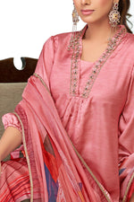 Thumbnail for BulBul Shama Peach Silk Kurta Set with Dupatta