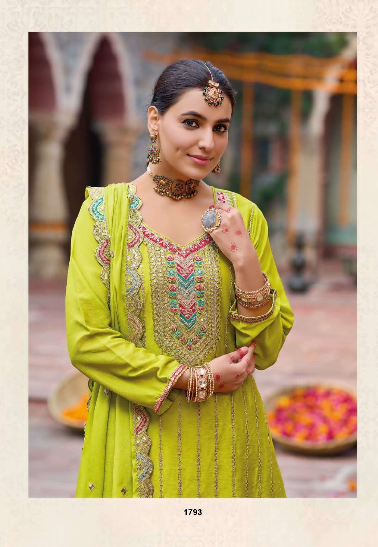 Aarshi Fashions Parrot Green Palazzo Wedding Suit