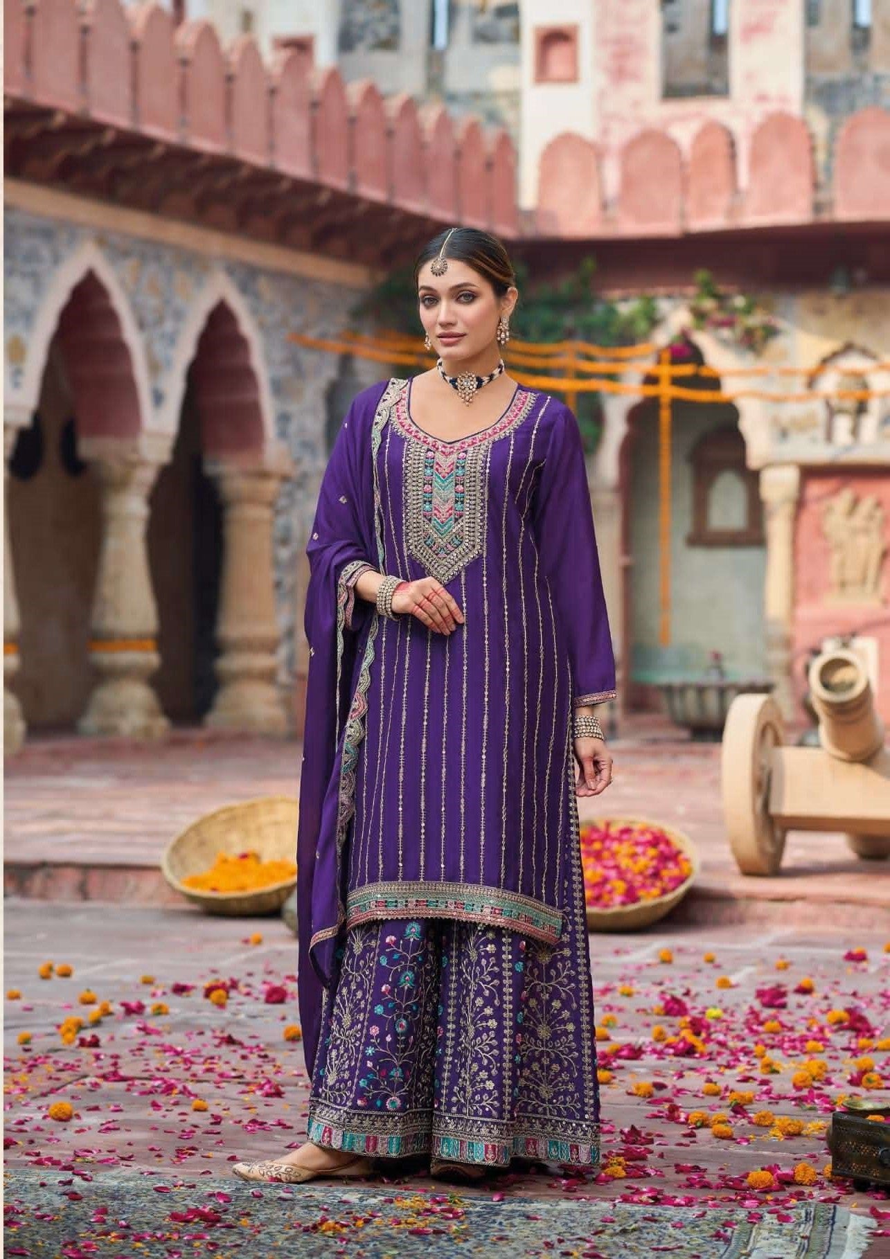 Aarshi Fashions Royal Blue Palazzo Wedding Suit