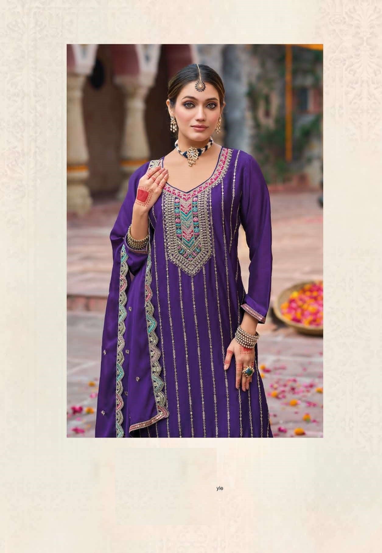 Aarshi Fashions Royal Blue Palazzo Wedding Suit