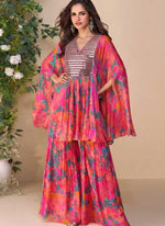 Thumbnail for Vegaa Fashion Multicolor A Real Mirraw Chinon Silk Sharara Suit - Dista