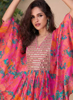 Thumbnail for Vegaa Fashion Multicolor A Real Mirraw Chinon Silk Sharara Suit - Dista