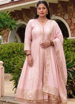 Thumbnail for Vegaa Fashion Baby-Pink Gota Cotton Silk Palazzo Suit - Dista