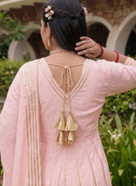 Thumbnail for Vegaa Fashion Baby-Pink Gota Cotton Silk Palazzo Suit - Dista