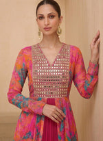 Thumbnail for Vegaa Fashion Multicolor Real Mirraw Georgette Gown Suit - Dista