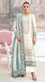 Thumbnail for Anaita White Silk Suit with Embroidery & Khatli Work - Distacart