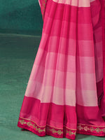 Thumbnail for NOZ2TOZ Women's Chiffon Pink Embellished Designer Saree With Blouse Piece - Distacart