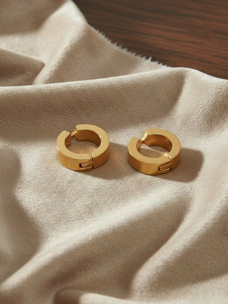 NVR Men's Gold Plated Hoop Earrings - Distacart