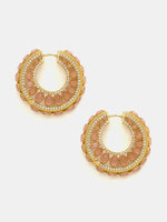 Thumbnail for Ruby Raang Gold Polished Peach Round Kundan Loops
