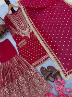 Thumbnail for SIE Designer Party Wear Look Heavy Faux Georgette Top Palazzo & Dupatta Set - Rani