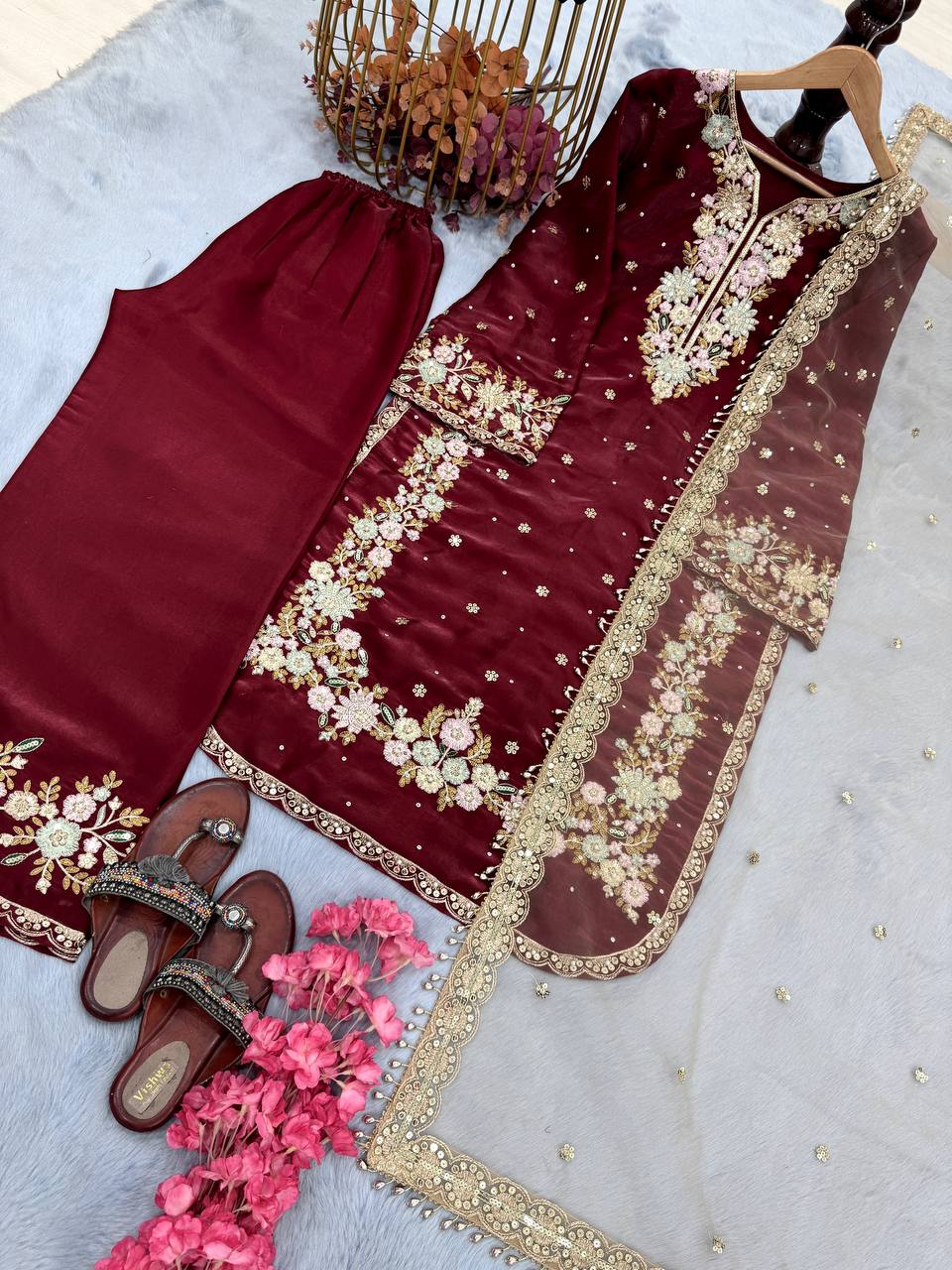 SIE Heavy Colorful Design Pure Jimmy Choo Silk Fabric Salwar Suit
