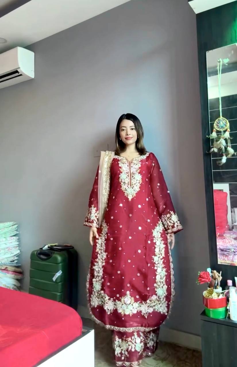 SIE Heavy Colorful Design Pure Jimmy Choo Silk Fabric Salwar Suit