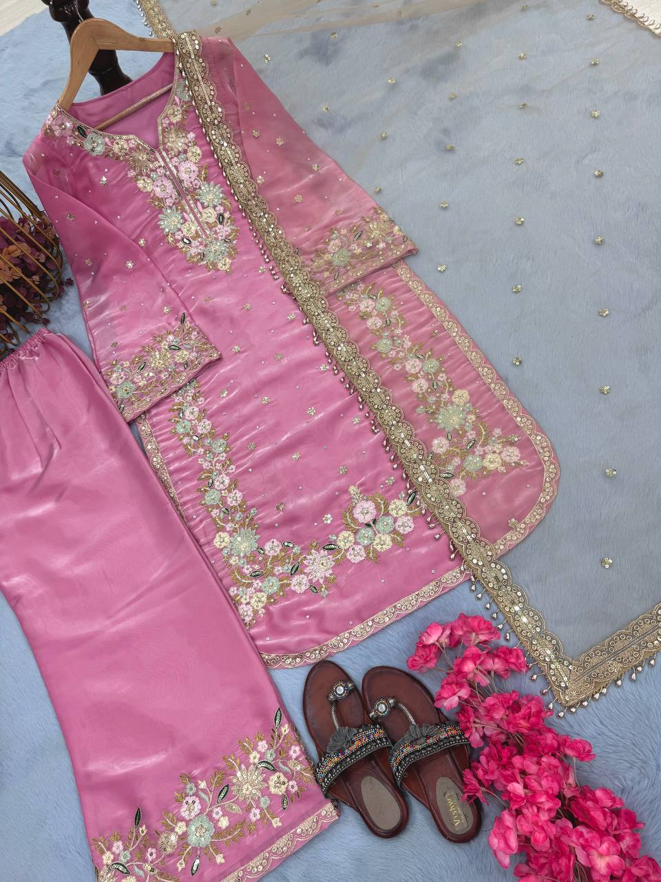 SIE Heavy Colorful Design Pure Jimmy Choo Silk Fabric Salwar Suit