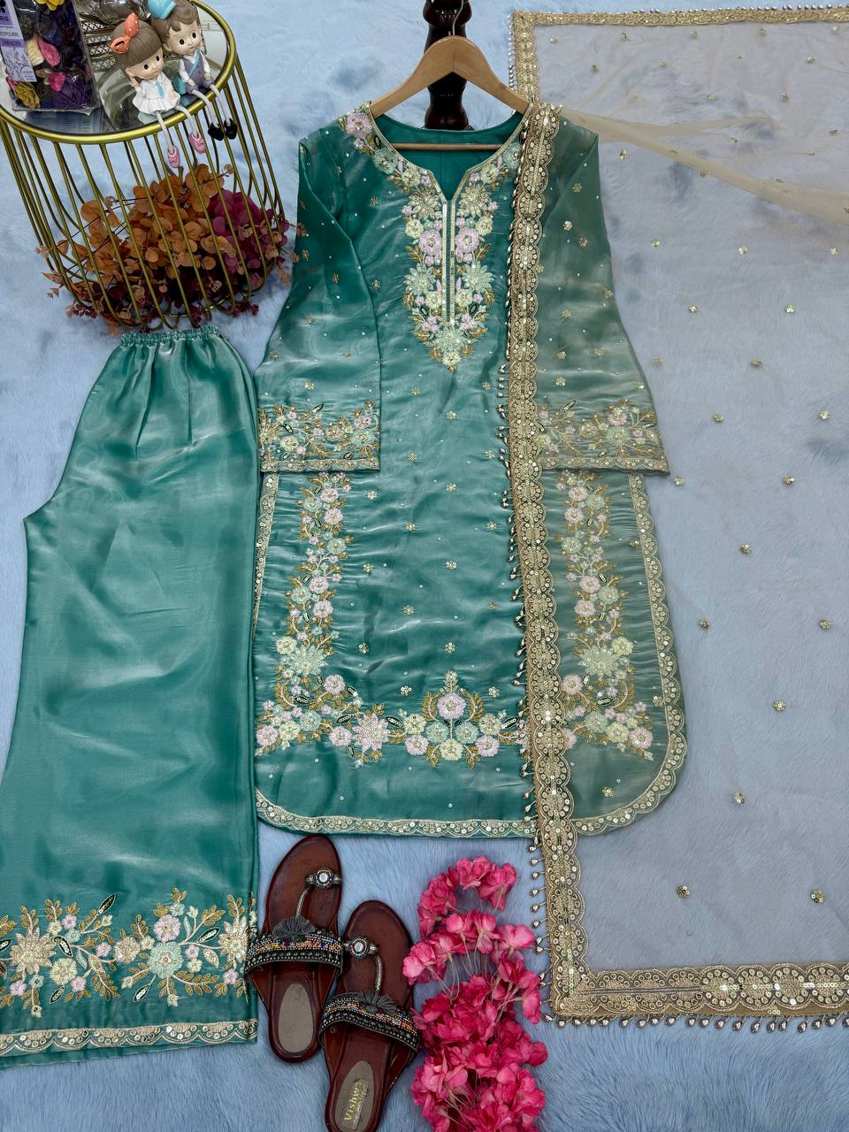 SIE Heavy Colorful Design Pure Jimmy Choo Silk Fabric Salwar Suit