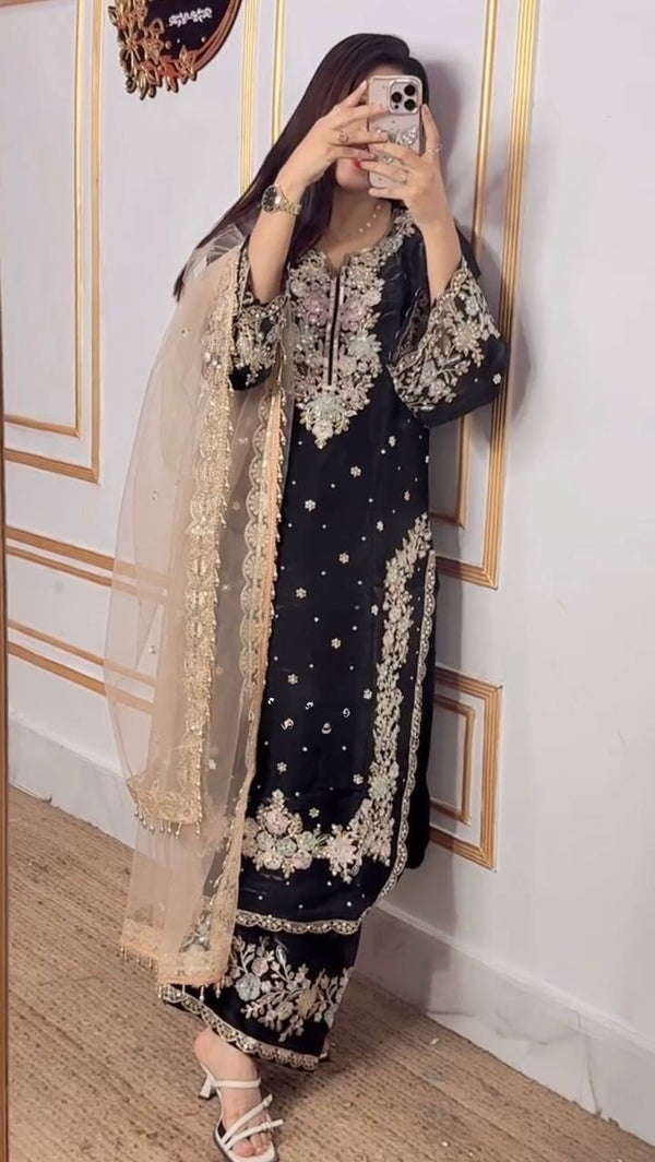 SIE Heavy Colorful Design Pure Jimmy Choo Silk Fabric Salwar Suit