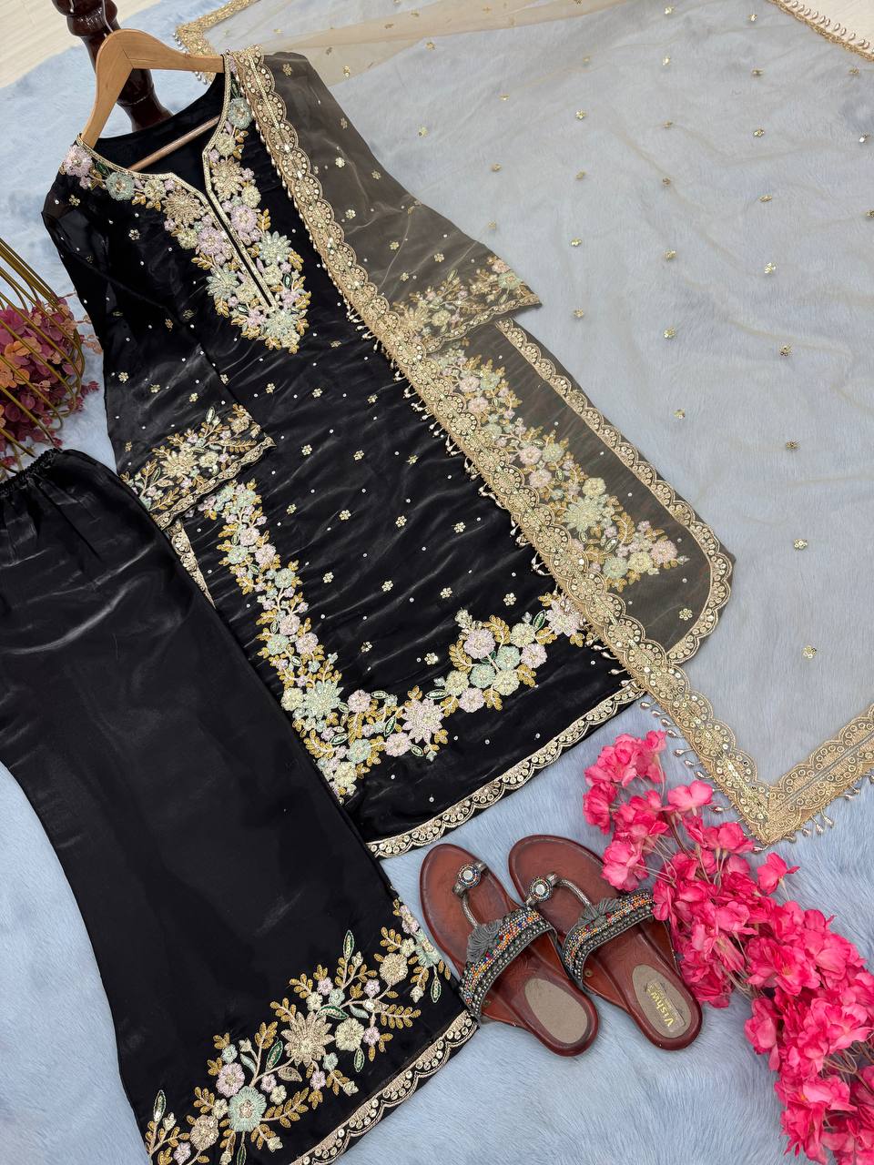 SIE Heavy Colorful Design Pure Jimmy Choo Silk Fabric Salwar Suit