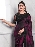 Thumbnail for NOZ2TOZ Women's Georgette Magenta Embellished Designer Saree With Blouse Piece - Distacart