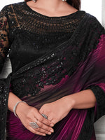 Thumbnail for NOZ2TOZ Women's Georgette Magenta Embellished Designer Saree With Blouse Piece - Distacart