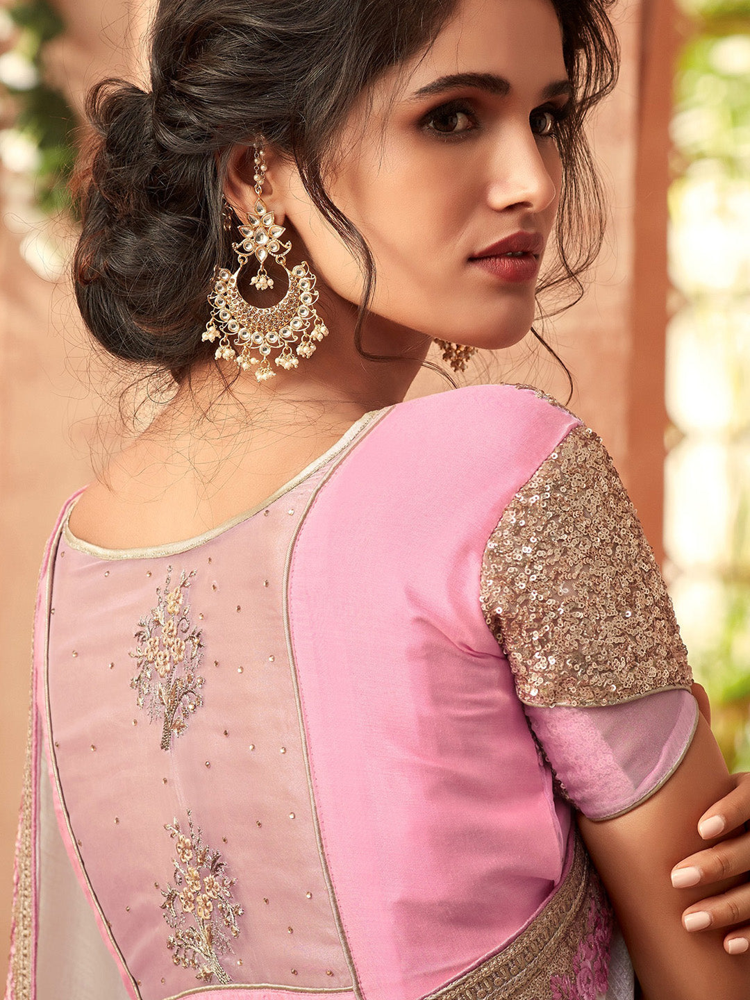 NOZ2TOZ Women's Pure Chiffon White Embellished Designer Saree With Blouse Piece - Distacart