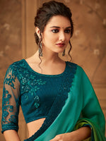 Thumbnail for NOZ2TOZ Women's Pure Chiffon Green Embellished Designer Saree With Blouse Piece - Distacart