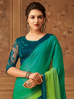 Thumbnail for NOZ2TOZ Women's Pure Chiffon Green Embellished Designer Saree With Blouse Piece - Distacart