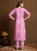 Thumbnail for Prazu Fashion Light Pink Printed Cotton Blend Kurta Pant Set - Distacart
