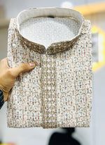 Thumbnail for Prazu Fashion Off White Rayon Lucknowi Work Kurta