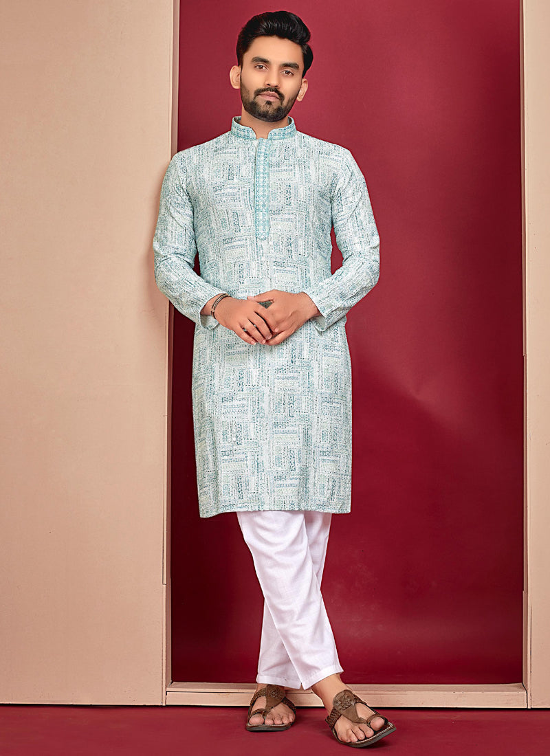 Prazu Fashion Off White Rayon Lucknowi Work Kurta