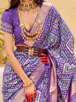 Thumbnail for NOZ2TOZ Women's Tussar Silk Lavender Printed Designer Saree With Blouse Piece - Distacart