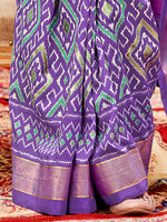 Thumbnail for NOZ2TOZ Women's Tussar Silk Lavender Printed Designer Saree With Blouse Piece - Distacart