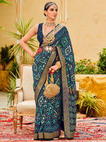 Thumbnail for NOZ2TOZ Women's Tussar Silk Navy Blue Printed Designer Saree With Blouse Piece - Distacart