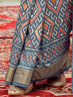 Thumbnail for NOZ2TOZ Women's Tussar Silk Grey Printed Designer Saree With Blouse Piece - Distacart