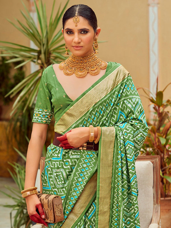 NOZ2TOZ Women's Tussar Silk Light Green Printed Designer Saree With Blouse Piece - Distacart