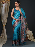 Thumbnail for NOZ2TOZ Women's Mysore Silk Blue Printed Designer Saree With Blouse Piece - Distacart