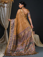 Thumbnail for NOZ2TOZ Women's Mysore Silk Camel Brown Printed Designer Saree With Blouse Piece - Distacart