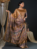 Thumbnail for NOZ2TOZ Women's Mysore Silk Camel Brown Printed Designer Saree With Blouse Piece - Distacart