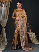 Thumbnail for NOZ2TOZ Women's Mysore Silk Camel Brown Printed Designer Saree With Blouse Piece - Distacart