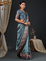 Thumbnail for NOZ2TOZ Women's Mysore Silk Grey Printed Designer Saree With Blouse Piece - Distacart