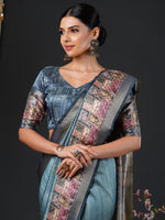 Thumbnail for NOZ2TOZ Women's Mysore Silk Grey Printed Designer Saree With Blouse Piece - Distacart