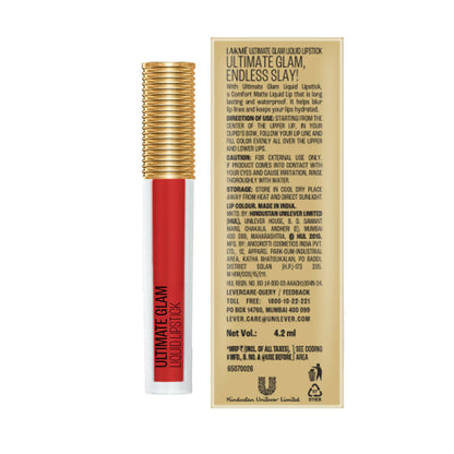 Lakme Ultimate Glam Matte Liquid Lipstick - Red Revival - Distacart