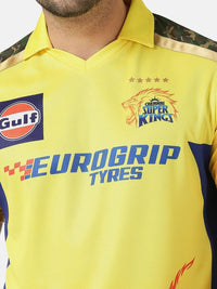 Thumbnail for playR Men Printed Polo Collar Dri-FIT CSK Fan Jersey IPL, T20 - Distacart