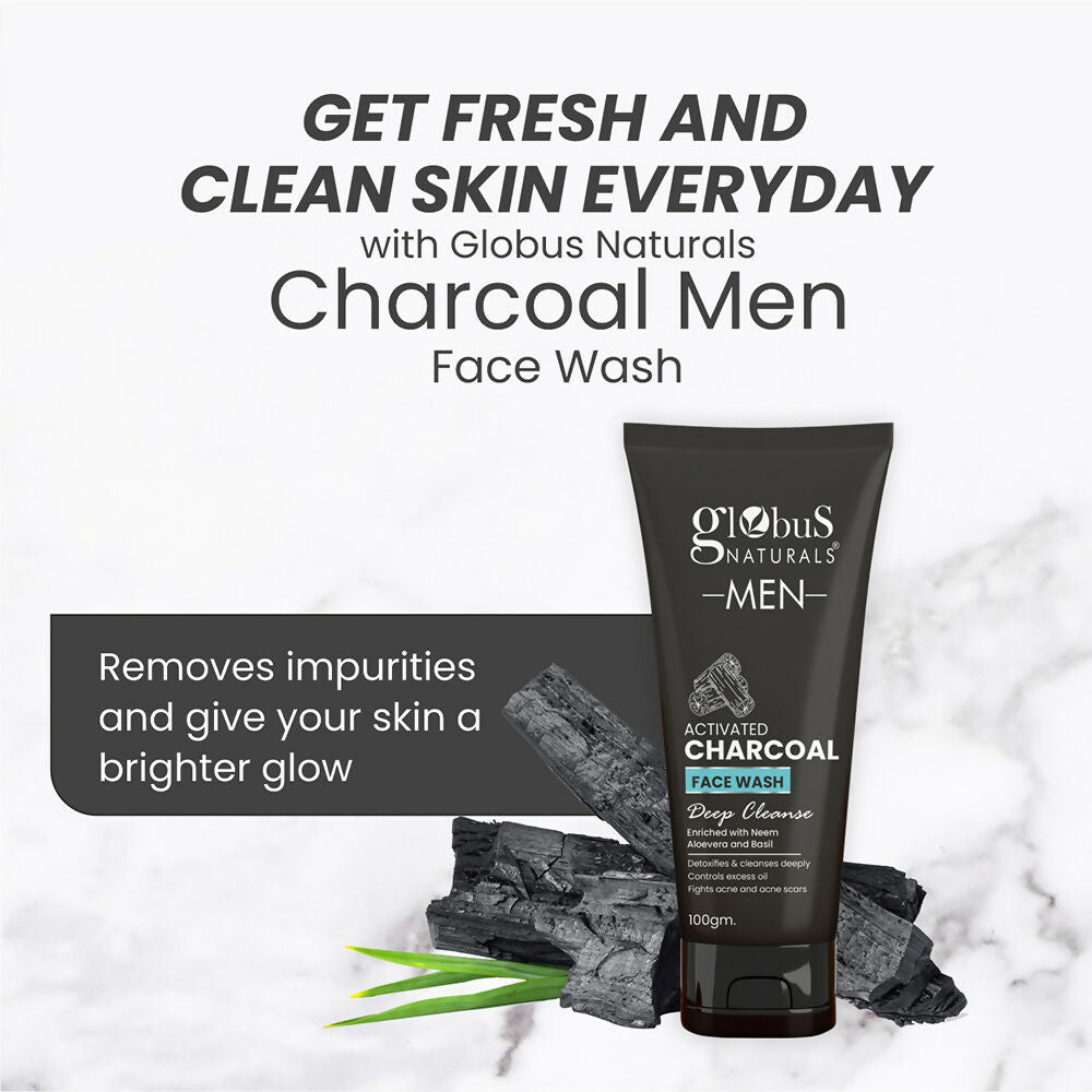 Globus Naturals Anti Pollution & Anti Acne Charcoal Face Wash For Men